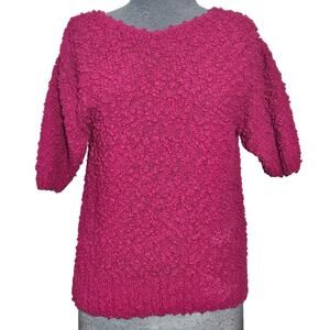 Pink Chunky Knit Short Sleeve Sweater Size Medium